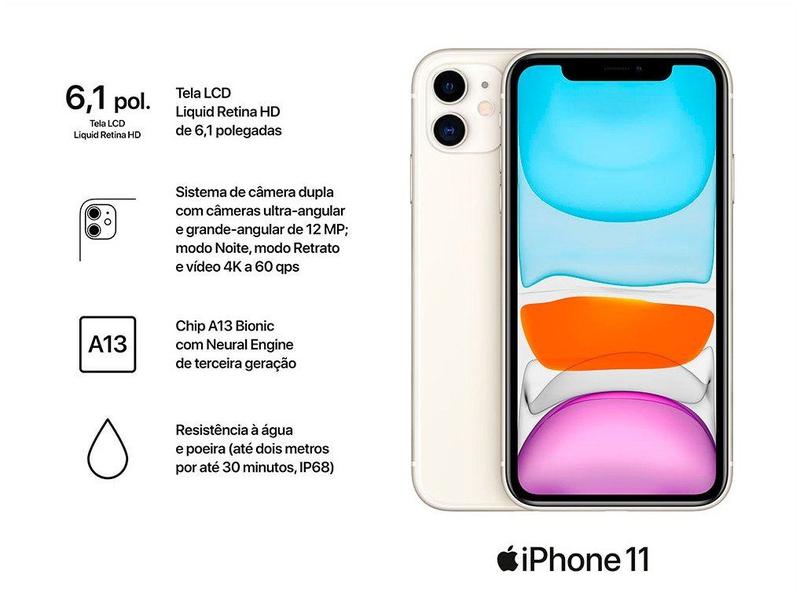 iPhone 11 Apple 64GB Branco 6,1” 12MP iO - iPhone - Magazine Luiza